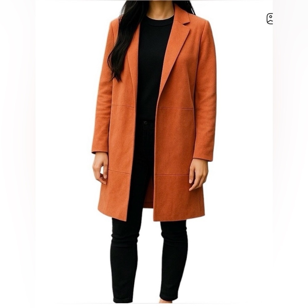 Marc New York Oversized Faux Suede Salmon Tan Women Coat Jacket Pockets Size M